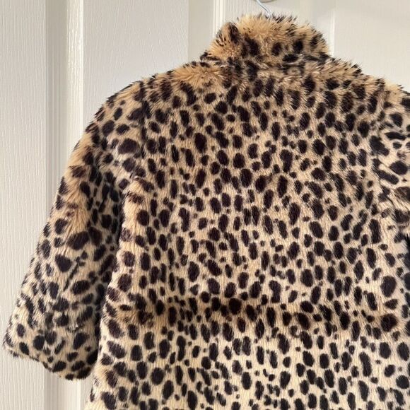 Crewcuts J Crew Leopard Print Faux-Fur Coat Double Breasted Girls Size 3 - Picture 11 of 13